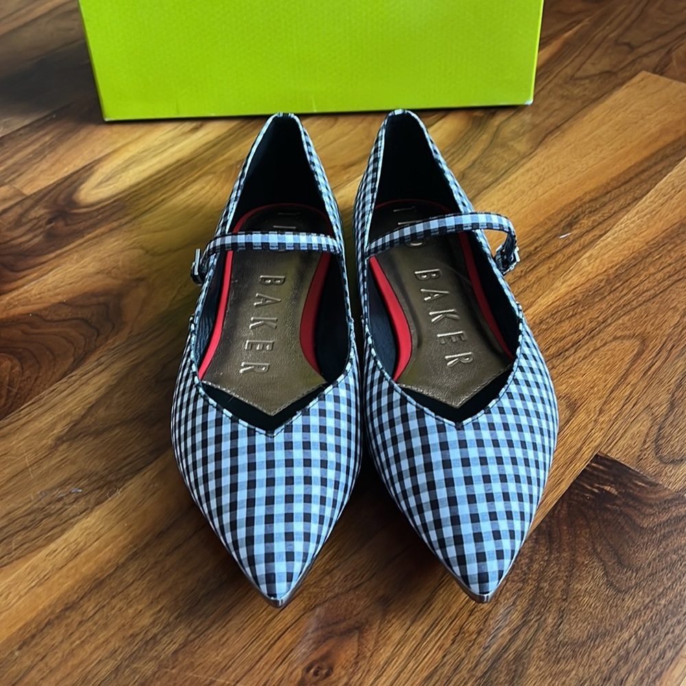 Ted Baker Hujig Gingham Mary Jane Flat, NEW - Picture 7 of 17
